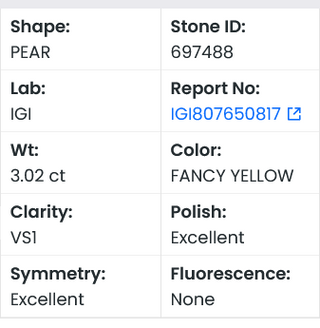 IGI Certified 3.02CTW Fancy Yellow Pear Shaped VS2 Clarity Lab Grown Diamond For Engagement Ring, Gift For Her, Ready To Ship, LG697488