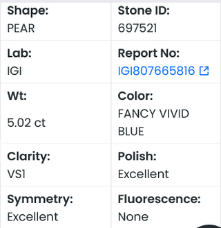IGI Certified 5.02CTW Fancy Vivid Blue Pear Shaped VS1 Clarity Lab Grown Diamond For Engagement Ring, Gift For Her, Ready To Ship, LG697521