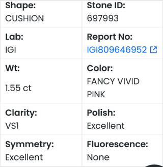 IGI Certified 1.55CTW Cushion Fancy Vivid Pink VS1 Clarity Lab Grown Diamond For Engagement Ring - Ready to Ship, Gift for Her, LG697993