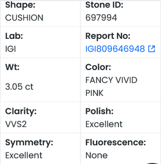 IGI Certified 3.05CTW Cushion Fancy Vivid Pink VVS2 Clarity Lab Grown Diamond For Engagement Ring - Ready to Ship, Gift for Her, LG697994