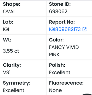 IGI Certified 3.55CTW Fancy Vivid Pink Oval Shaped VS1 Clarity Lab-Grown Diamond - Perfect for Engagement Rings, Ready to Ship, LG698062