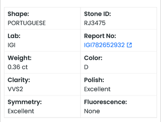 0.36 Carat Round Portuguese Cut Diamond, D Color VVS2 Clarity Lab Grown Lab Created Diamond Loose, CVD Diamond For Ring, RJ3435