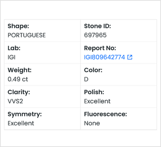 0.49 Carat Round Portuguese Cut Diamond, D Color VVS2 Clarity Lab Grown Lab Created Diamond Loose, CVD Diamond For Ring, LG697965