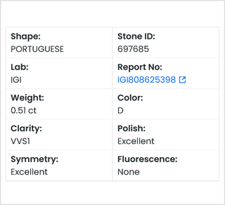 0.51 Carat Round Portuguese Cut Diamond, D Color VVS1 Clarity Lab Grown Lab Created Diamond Loose, CVD Diamond For Ring, LG697685