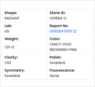 IGI Certified 1.01CTW Pink Radiant Cut VS2 Lab-Grown Diamond – 7.11mm Perfect for Engagement Rings Ready to Ship