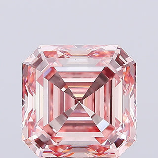 IGI Certified 5.81 CTW Pink Square Emerald Cut Lab Diamond - VS2 Clarity Loose Stone For Ring Ready to Ship Perfect