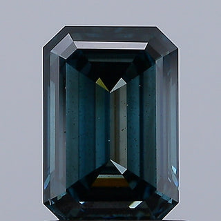 IGI Certified 1.54CTW Fancy Deep Greenish Blue Emerald-Cut SI1 Clarity Lab-Grown Diamond for Engagement Rings Ready