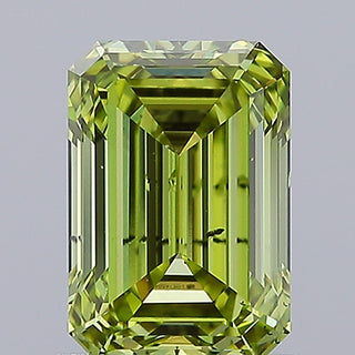 IGI Certified 1 CTW Fancy Yellowish Green Emerald-Cut SI1 Clarity Lab-Grown Diamond - Perfect for Engagement Rings
