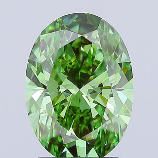 IGI Certified 2.72 CTW Fancy Vivid Green Oval Lab-Grown Diamond (VS1 Clarity) – Loose Stone for Engagement Ring – Ready