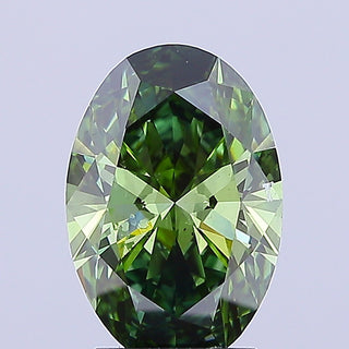 IGI Certified 2.54CTW Fancy Vivid Green Oval Shaped SI1 Clarity Lab-Grown Diamond - Perfect for Engagement Rings, Ready to Ship, RJ2755