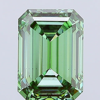 IGI Certified 3.08CTW Fancy Vivid Green Emerald-Cut VS1 Clarity Lab-Grown Diamond - Perfect for Engagement Rings, Ready to Ship, MD105