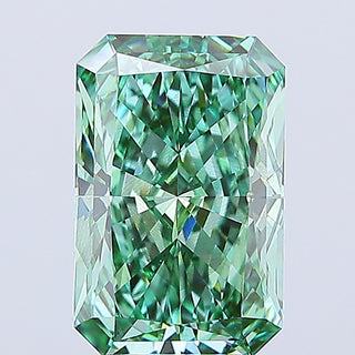 In Stock IGI Certified 5.03CTW Fancy Vivid Green SI1 Clarity Radiant Cut Lab Grown Diamond Loose For Engagement Ring, Ready To Ship, RJ3250