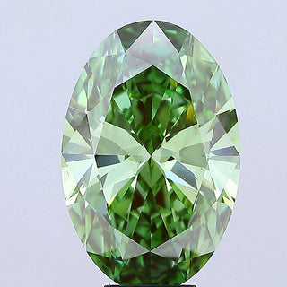 IGI Certified 8.05CTW Fancy Vivid Green Oval Shaped VS1 Clarity Lab-Grown Diamond - Perfect for Engagement Rings, Ready to Ship, RJ3252