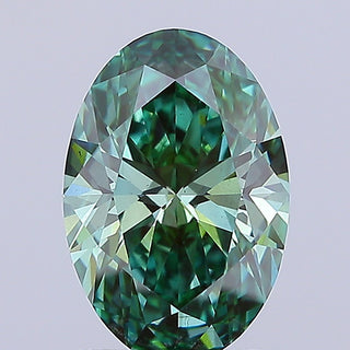IGI Certified 1.52CTW Fancy Vivid Green Oval Shaped VS2 Clarity Lab-Grown Diamond - Perfect for Engagement Rings, Ready to Ship, RJ2655