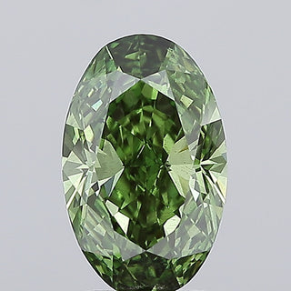 IGI Certified 3.04CTW Fancy Vivid Green Oval Shaped VS2 Clarity Lab-Grown Diamond - Perfect for Engagement Rings, Ready to Ship, LG696845