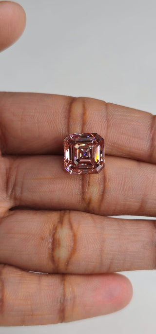 IGI Certified 5.81 CTW Pink Square Emerald Cut Lab Diamond - VS2 Clarity Loose Stone For Ring Ready to Ship Perfect