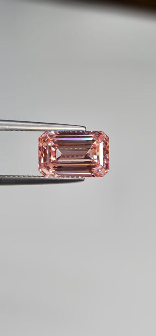 5.06 CTW Pink Emerald Cut IGI Certified 12.13mm/VVS2 Lab Grown Diamond Loose For Engagement Ring Gift For Her Ready