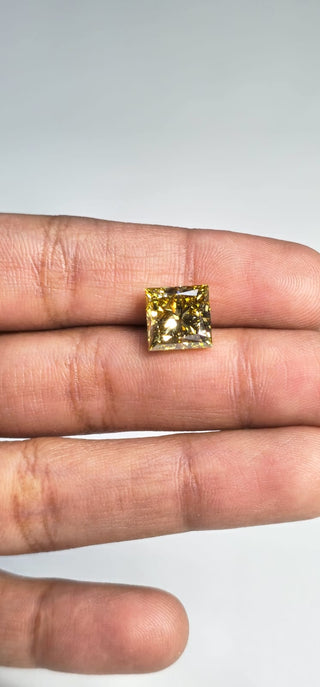4.06 CTW Stunning Yellow Princess Cut Lab-Grown Diamond - IGI Certified 8.66mm VS2 Clarity Ready to Ship Perfect Gift