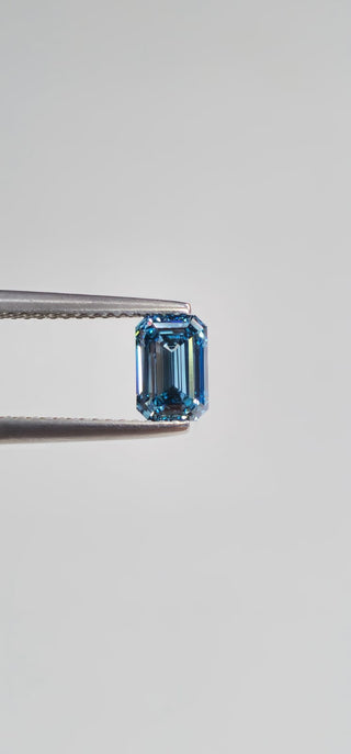 IGI Certified 1.03CTW Blue Emerald-Cut VS1 Clarity Lab-Grown Diamond – Perfect for Engagement Rings Ready to Ship Gift