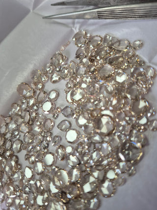 1.5mm To 8mm Champagne Round Rose Cut Lab Diamond Loose, Light Brown Lab Made Diamond Jewelry Making, Drilled/Undrilled/14k Gold Charm