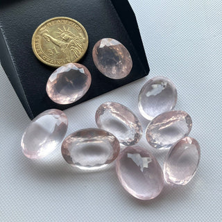 9 Piece Lot 19mm to 22mm Natural Rose Quartz Pink Oval Shaped Faceted Loose Gemstone For Making Jewelry, Pink Quartz Gemstones, GDS2274/23