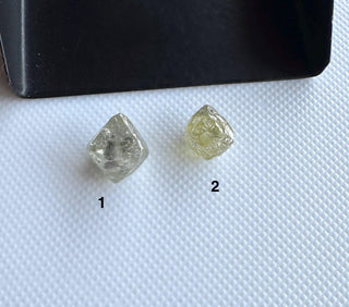 Rare 9mm/7.3mm Natural Clear White Yellow Rough Raw Octahedron Conflict Free Earth Mined Diamond Crystal For Jewelry, DDS816/1-2