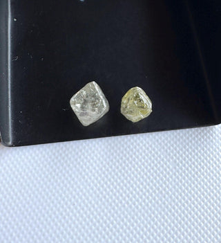 Rare 9mm/7.3mm Natural Clear White Yellow Rough Raw Octahedron Conflict Free Earth Mined Diamond Crystal For Jewelry, DDS816/1-2