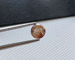 0.56CTW/5.2mm Natural Clear Red/Peach Round Shaped Rose Cut Faceted Diamond Loose Cabochon, Red Rose Cut Loose Diamond For Ring, DDS777/9