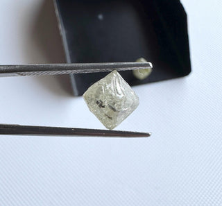 Rare 9mm/7.3mm Natural Clear White Yellow Rough Raw Octahedron Conflict Free Earth Mined Diamond Crystal For Jewelry, DDS816/1-2