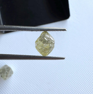 Rare 9mm/7.3mm Natural Clear White Yellow Rough Raw Octahedron Conflict Free Earth Mined Diamond Crystal For Jewelry, DDS816/1-2
