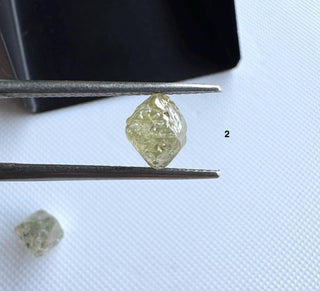 Rare 9mm/7.3mm Natural Clear White Yellow Rough Raw Octahedron Conflict Free Earth Mined Diamond Crystal For Jewelry, DDS816/1-2