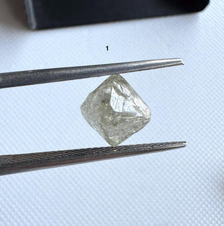 Rare 9mm/7.3mm Natural Clear White Yellow Rough Raw Octahedron Conflict Free Earth Mined Diamond Crystal For Jewelry, DDS816/1-2