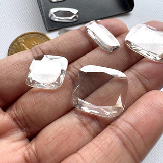 1 Piece Huge Clear White Rose Cut Lab Grown Diamond Loose, Flat Back Diamond slices for Jewelry, Portrait Cut Diamond (15-18mm) LG126