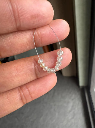 2.7mm To 3.7mm Rare Natural Clear White Diamond Faceted Rondelle/Round Beads, Earth Mined Clear White diamond Beads, DDS708/1