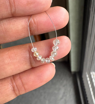 2.7mm To 3.7mm Rare Natural Clear White Diamond Faceted Rondelle/Round Beads, Earth Mined Clear White diamond Beads, DDS708/1