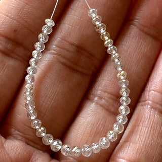 2.7mm To 3.7mm Rare Natural Clear White Diamond Faceted Rondelle/Round Beads, Earth Mined Clear White diamond Beads, DDS708/1