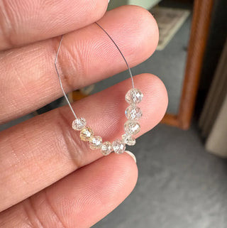 2.7mm To 3.7mm Rare Natural Clear White Diamond Faceted Rondelle/Round Beads, Earth Mined Clear White diamond Beads, DDS708/1