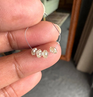 2.7mm To 3.7mm Rare Natural Clear White Diamond Faceted Rondelle/Round Beads, Earth Mined Clear White diamond Beads, DDS708/1