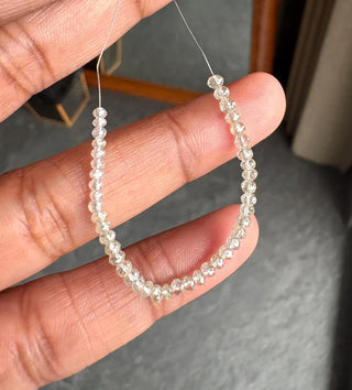 2.7mm To 3.7mm Rare Natural Clear White Diamond Faceted Rondelle/Round Beads, Earth Mined Clear White diamond Beads, DDS708/1