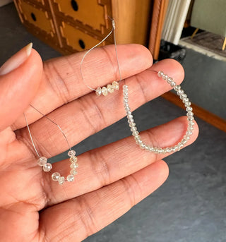 2.7mm To 3.7mm Rare Natural Clear White Diamond Faceted Rondelle/Round Beads, Earth Mined Clear White diamond Beads, DDS708/1