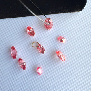 Loose Pink Lab Created Oval Cut Diamond, Drilled/Undrilled/14k Gold Connector Charm 3mm To 7mm Pink CVD Lab Grown Diamond, LG62