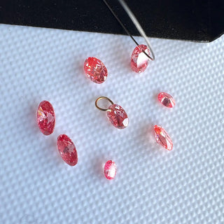 Loose Pink Lab Created Oval Cut Diamond, Drilled/Undrilled/14k Gold Connector Charm 3mm To 7mm Pink CVD Lab Grown Diamond, LG62