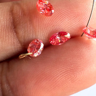 Loose Pink Lab Created Oval Cut Diamond, Drilled/Undrilled/14k Gold Connector Charm 3mm To 7mm Pink CVD Lab Grown Diamond, LG62