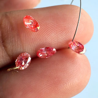 Loose Pink Lab Created Oval Cut Diamond, Drilled/Undrilled/14k Gold Connector Charm 3mm To 7mm Pink CVD Lab Grown Diamond, LG62