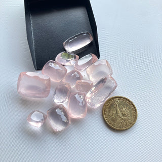 13 Piece Set Of Mixed Shape NAtural Rose Quartz Clear Pink Faceted Loose Gemstones For Making Jewelry, Pink Quartz 13mm To 29mm, GDS2274/14