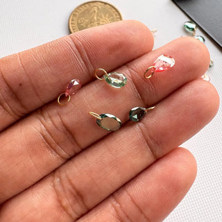 5 Pieces 14K Gold Pink Blue Rose Cut Lab Grown Diamond Loose Connector, Diamond slices for Floating Diamond Jewelry (4-5mm/5-8mm) LG53