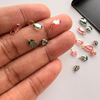 5 Pieces 14K Gold Pink Blue Rose Cut Lab Grown Diamond Loose Connector, Diamond slices for Floating Diamond Jewelry (4-5mm/5-8mm) LG53