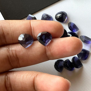 2 Pieces Natural Blue Iolite Heart Shaped Faceted Loose Gemstone, 10mm Heart Iolite Loose Gemstone For Jewelry, GDS1228