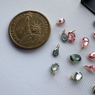 5 Pieces 14K Gold Pink Blue Rose Cut Lab Grown Diamond Loose Connector, Diamond slices for Floating Diamond Jewelry (4-5mm/5-8mm) LG53