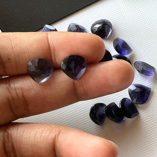 2 Pieces Natural Blue Iolite Heart Shaped Faceted Loose Gemstone, 10mm Heart Iolite Loose Gemstone For Jewelry, GDS1228